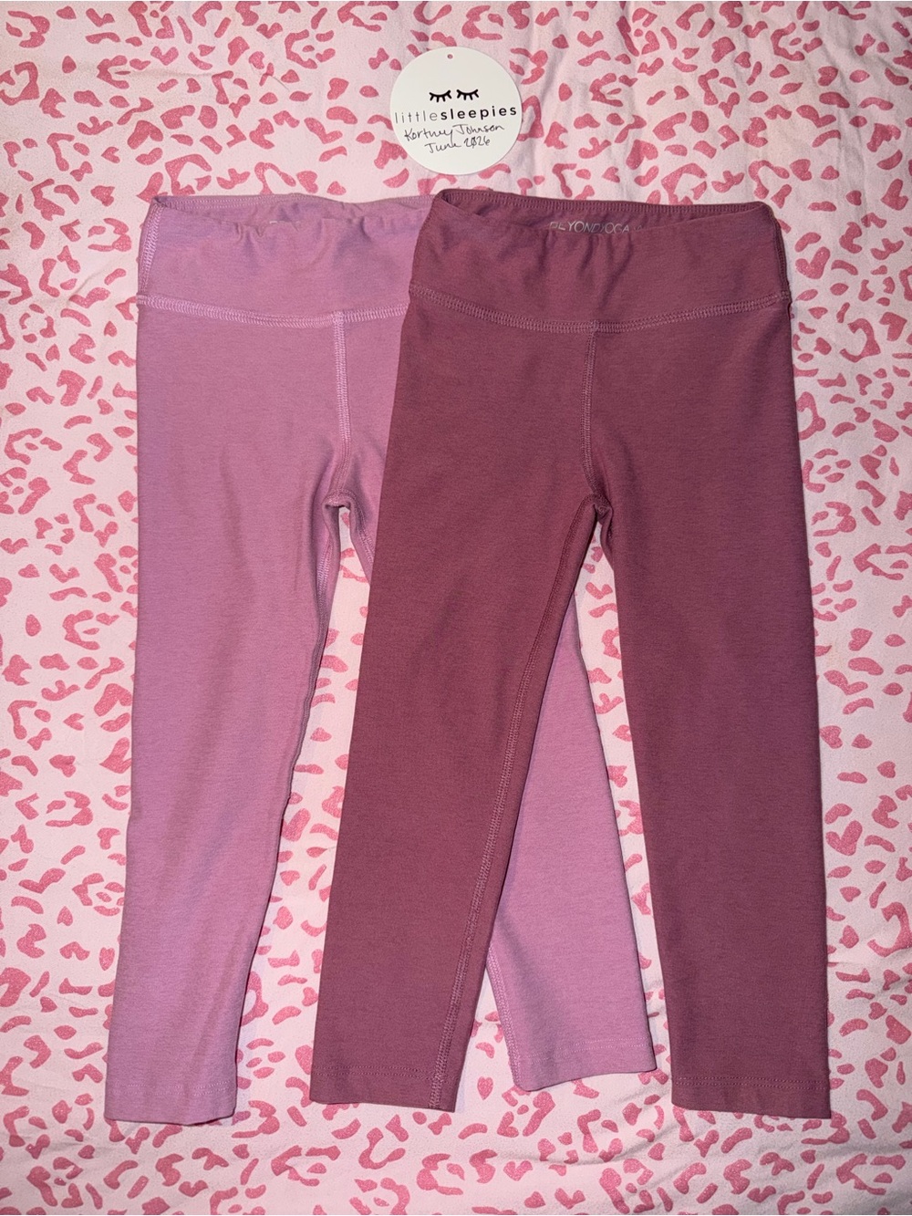 Beyond Yoga Girls' Legging Duo in Mauve and Dusty Rose
